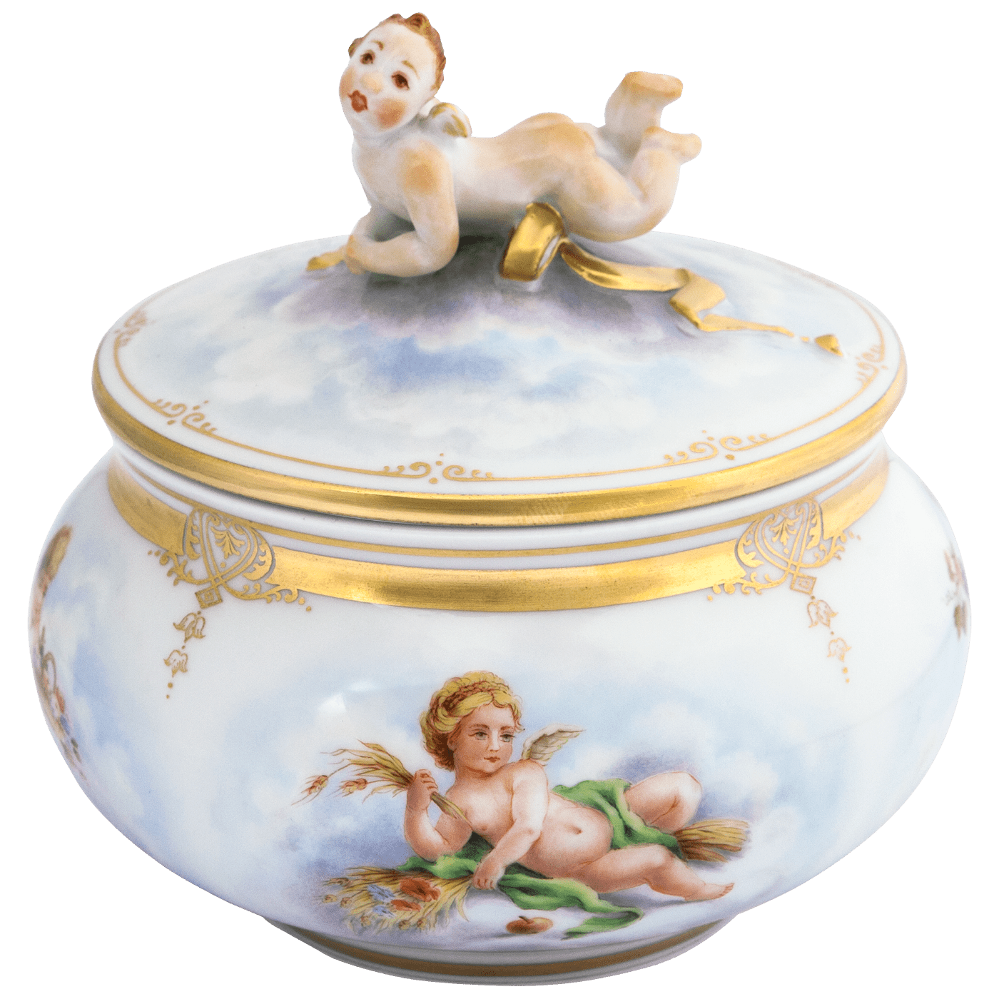 Dose Putto Jahreszeitenengel, limitiert, H 13 cm | Meissen Limitierte Meisterwerke 274984 - 52111 - Meissen Weimar