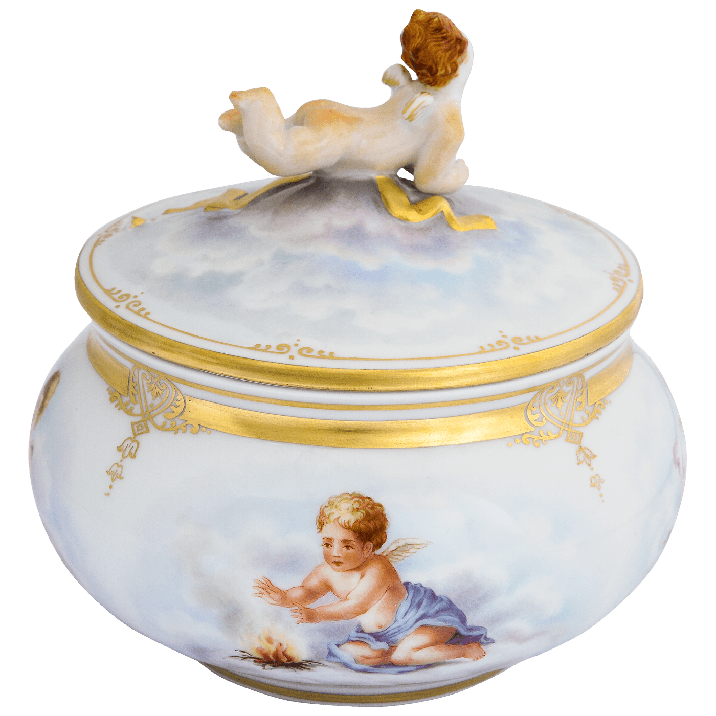 Dose Putto Jahreszeitenengel, limitiert, H 13 cm | Meissen Limitierte Meisterwerke 274984 - 52111 - Meissen Weimar