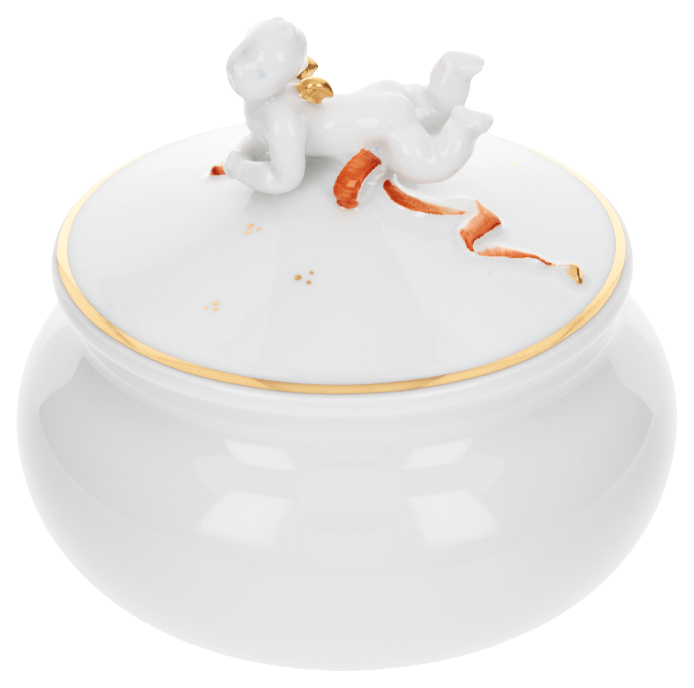 Dose Weiß mit Engel, Höhe 13 cm | Meissen Geschenke 90a209 - 52111 - Meissen Weimar