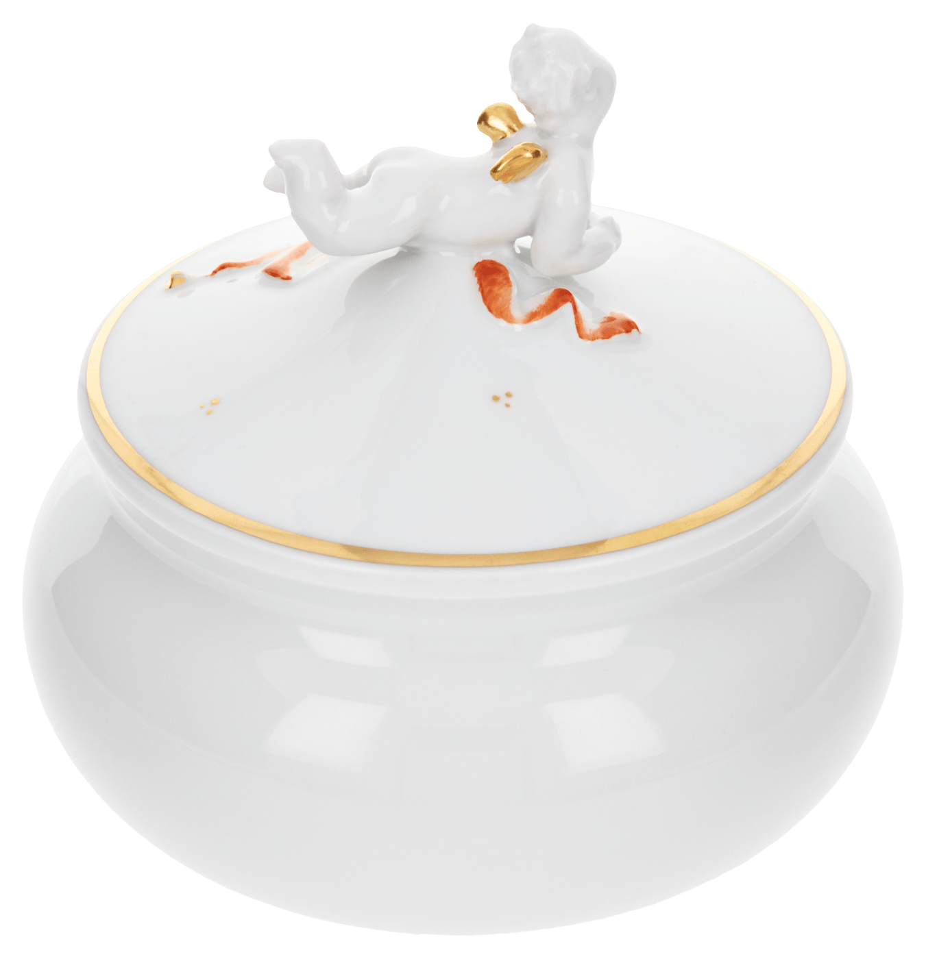 Dose Weiß mit Engel, Höhe 13 cm | Meissen Geschenke 90a209 - 52111 - Meissen Weimar