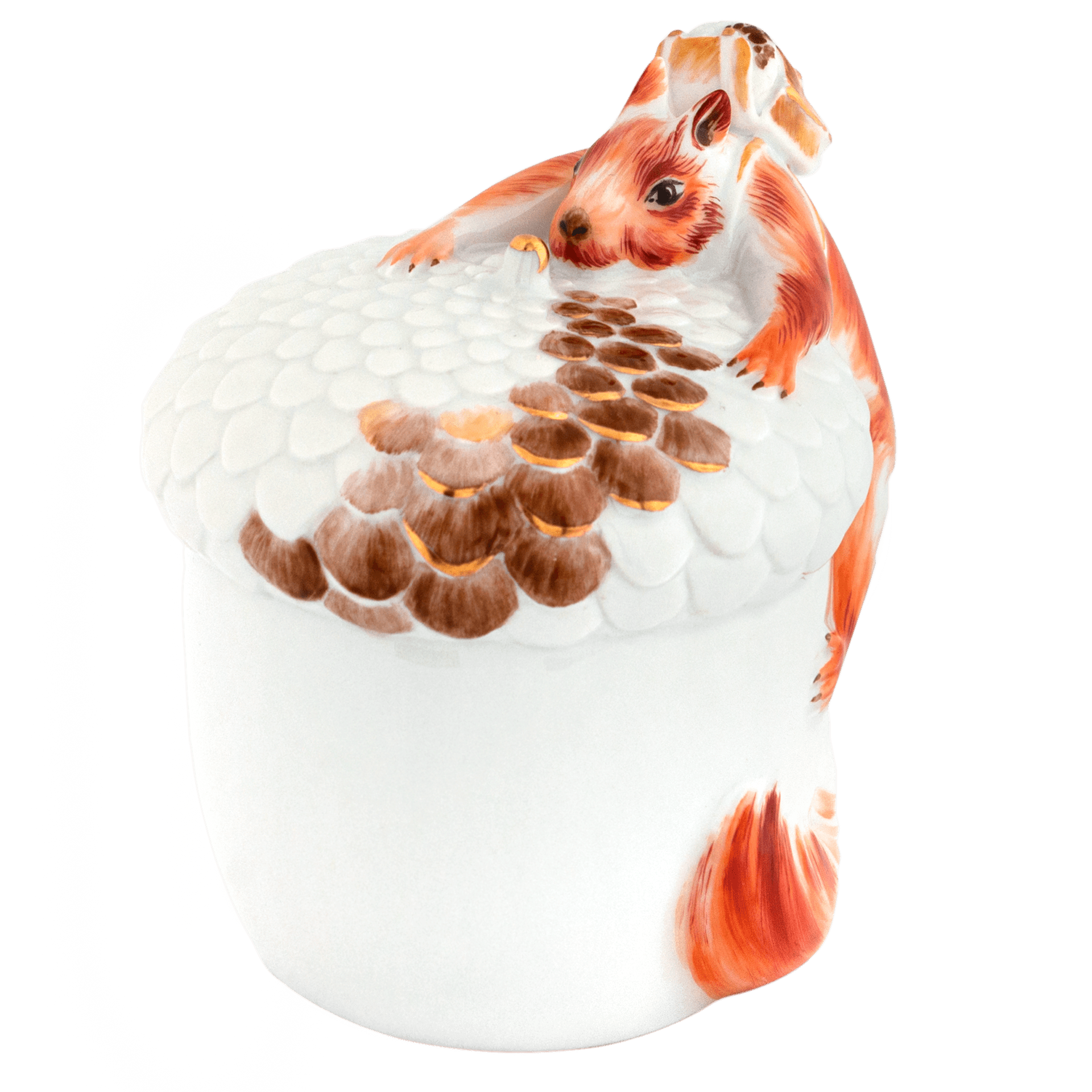 Eichhörnchen "Nutpacker", Bunt und gold staffiert, H 10 cm | Meissen Einzelplastik 900300-78A10 - Meissen Weimar