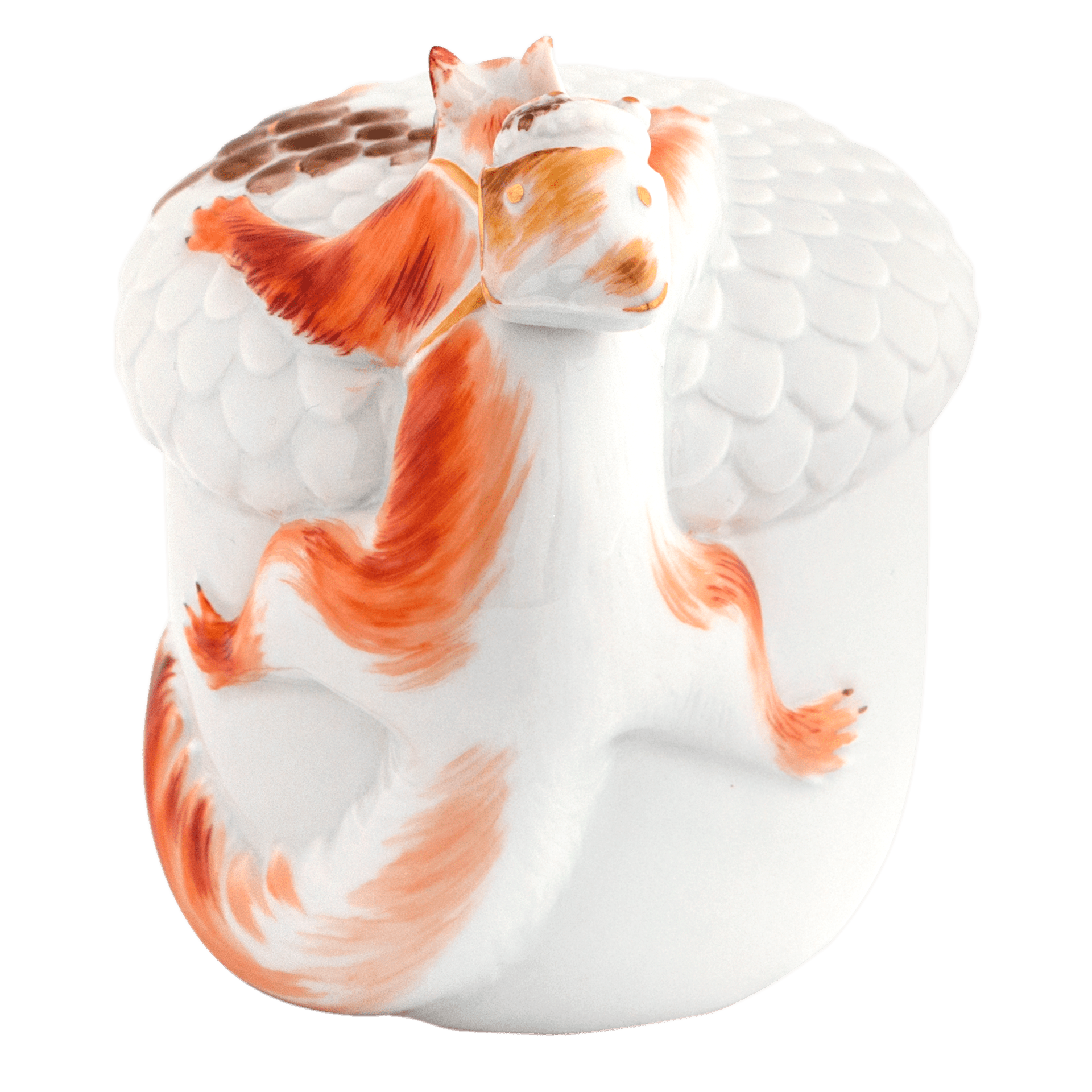 Eichhörnchen "Nutpacker", Bunt und gold staffiert, H 10 cm | Meissen Einzelplastik 900300-78A10 - Meissen Weimar