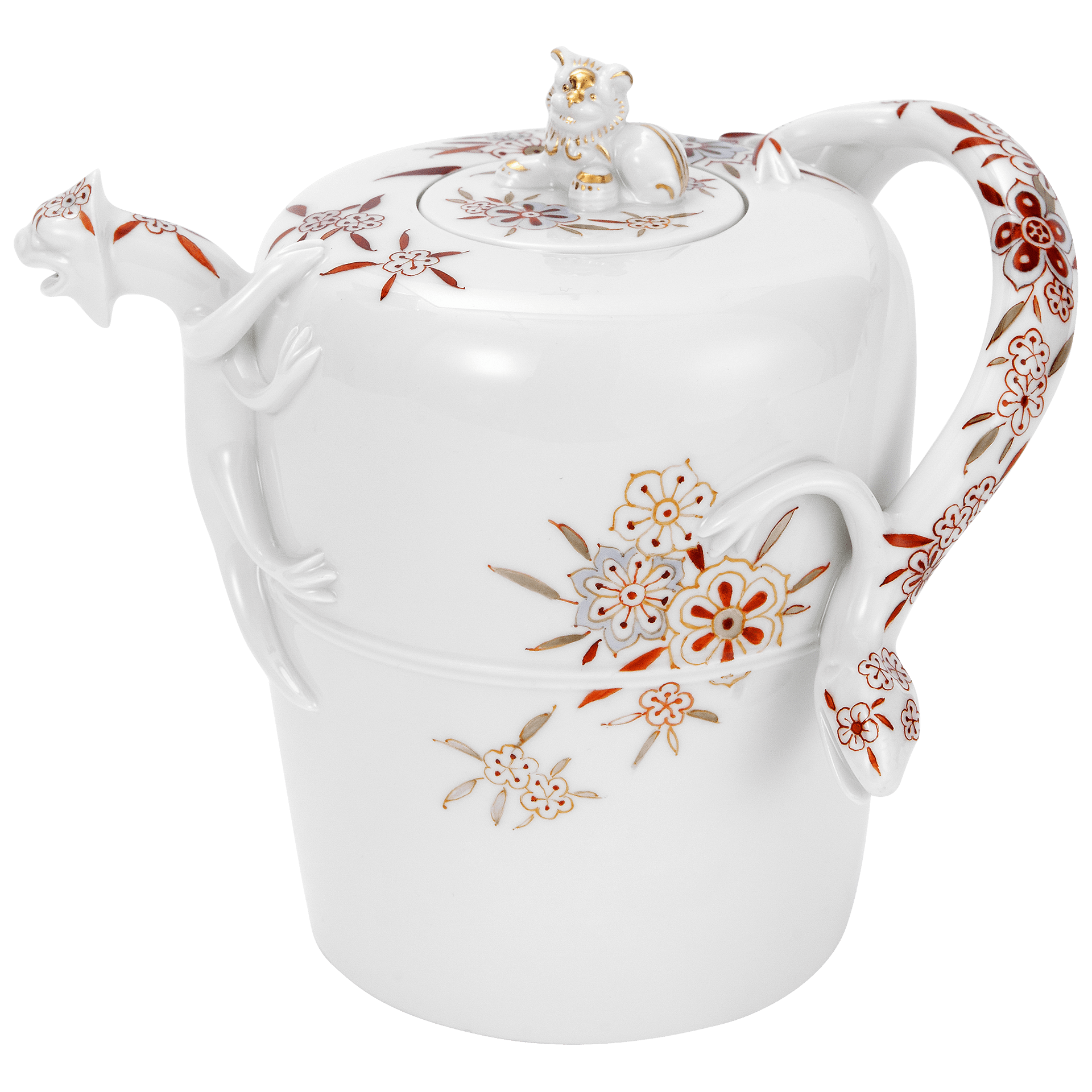 Eidechsenkanne Orientalische Blütenpracht, Rot - Weiß, H 14 cm | Meissen Fine Dining 70a074 - 55629 - Meissen Weimar