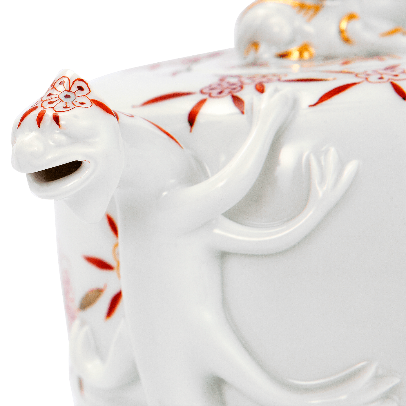 Eidechsenkanne Orientalische Blütenpracht, Rot - Weiß, H 14 cm | Meissen Fine Dining 70a074 - 55629 - Meissen Weimar