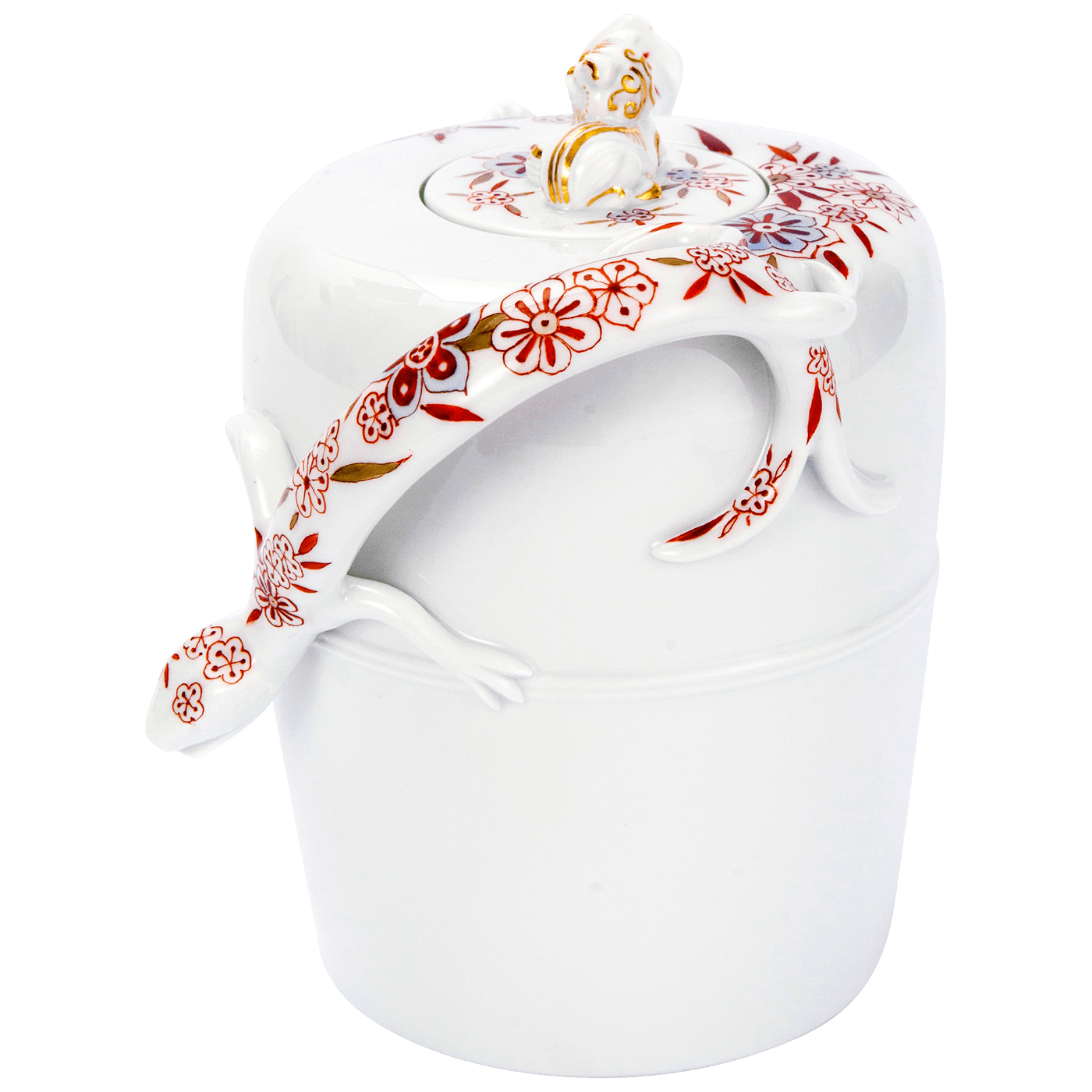 Eidechsenkanne Orientalische Blütenpracht, Rot - Weiß, H 14 cm | Meissen Fine Dining 70a074 - 55629 - Meissen Weimar