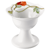 Eierbecher, Blumenmalerei "Wilder Mohn", rot, weißer Rand, H 7 cm | Meissen Wellenspiel Relief