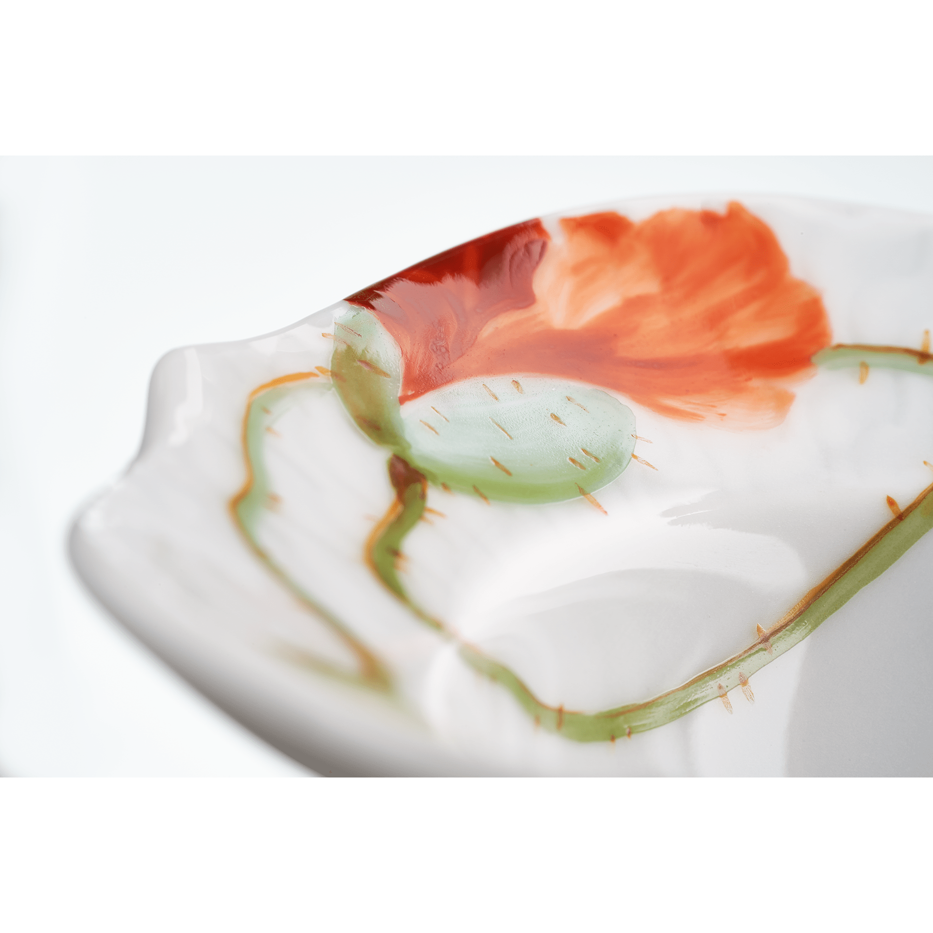 Eierbecher, Blumenmalerei "Wilder Mohn", rot, weißer Rand, H 7 cm | Meissen Wellenspiel Relief 615201 - 29179 - Meissen Weimar