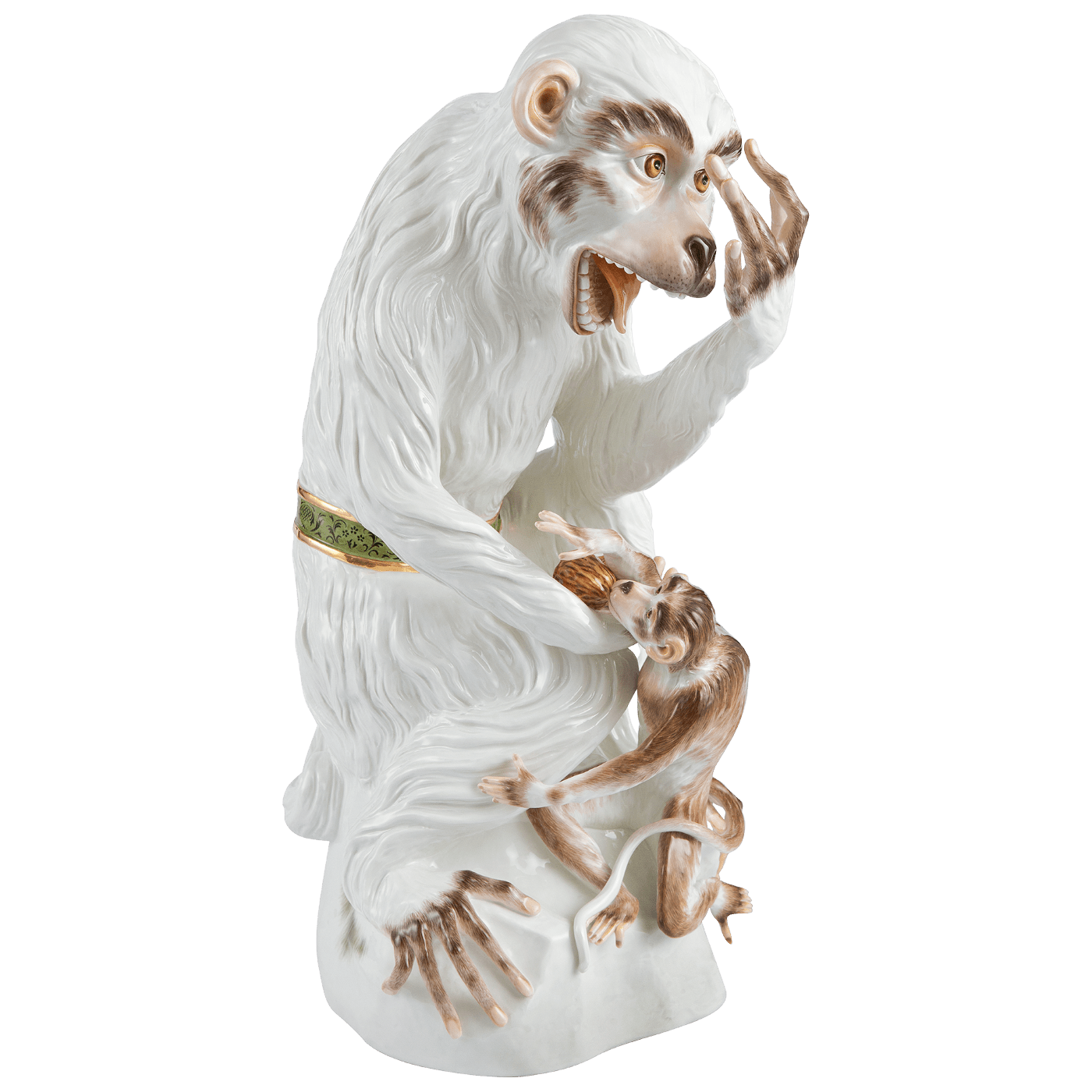 Einzelfigur Affe mit Jungtier, Porzellan, H 59 cm, limitiert | Meissen Limitierte Meisterwerke 900384 - 76m15 - Meissen Weimar