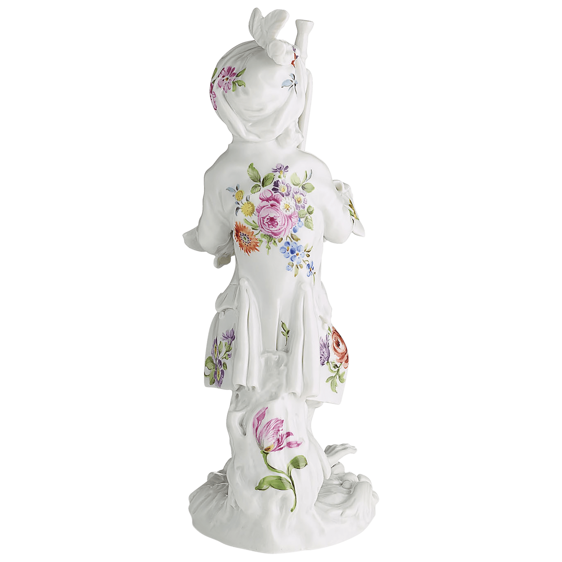 Einzelfigur Affenkapelle Fagottist, Blumenbukett, H 15 cm | Meissen Figuren - Edition Affenkapelle 91c119 - 60019 - Meissen Weimar