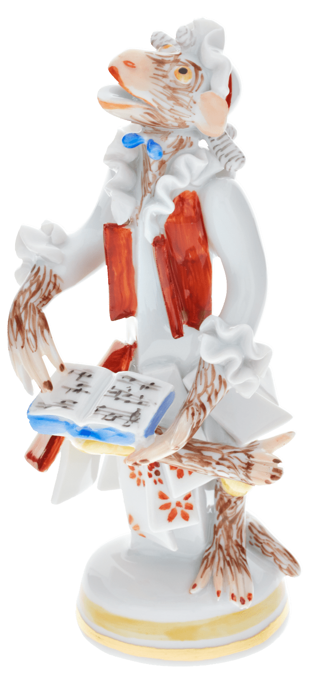 Einzelfigur Affenmusiker Sängerin H 11 cm | Meissen Figuren - Edition Affenkapelle 90a317 - 83321 - Meissen Weimar