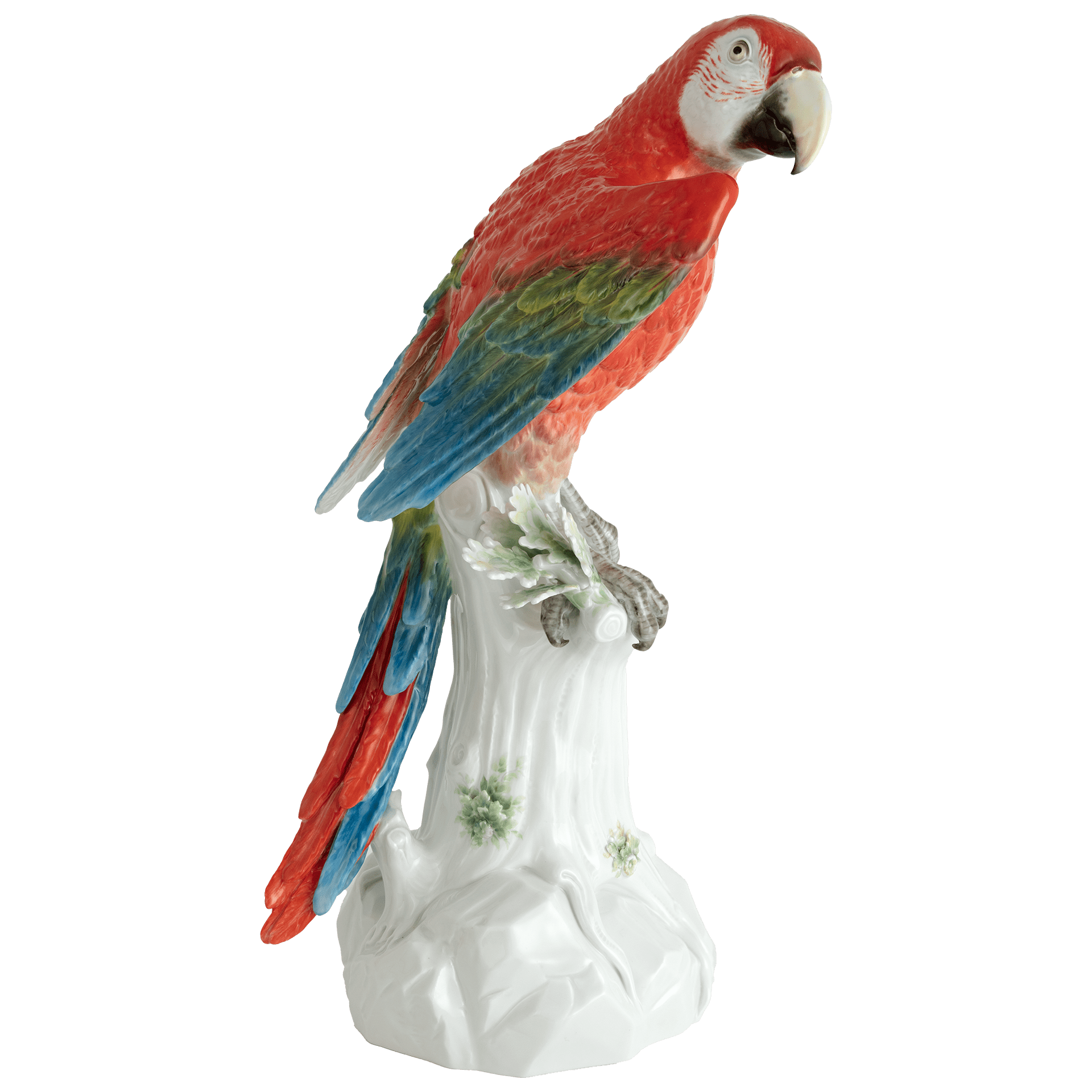 Einzelfigur Ara rot staffiert, H 42 cm | Meissen Figuren Individuell 90a506-77235 - Meissen Weimar