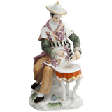 Einzelfigur Asiate mit Kesselpauke, bunt und gold staffiert, H 14 cm | Meissen Figuren Individuell