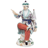 Einzelfigur Asiate mit Schirm, bunt und gold staffiert, H 11 cm | Meissen Figuren Individuell