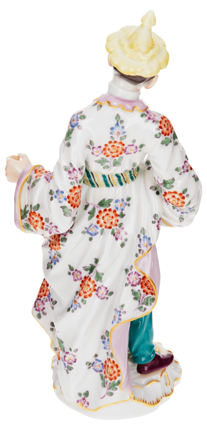 Einzelfigur Asiate mit Schirm, Bunt und gold staffiert, H 17,5 cm | Meissen Figuren Individuell 900300 - 65647 - Meissen Weimar