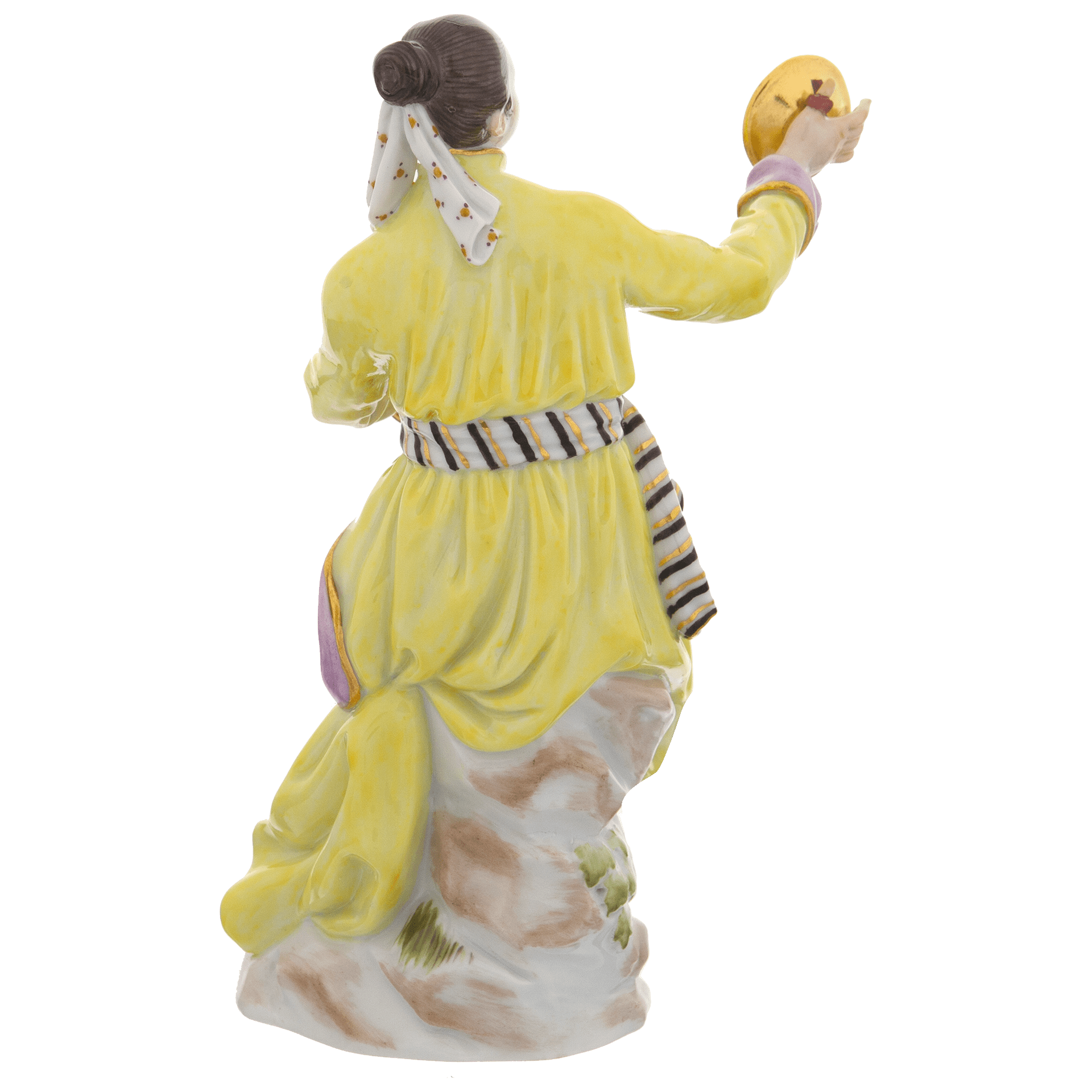 Einzelfigur Asiatin mit Becken, bunt und gold staffiert, H 13 cm | Meissen Figuren Individuell 900300 - 65665 - Meissen Weimar