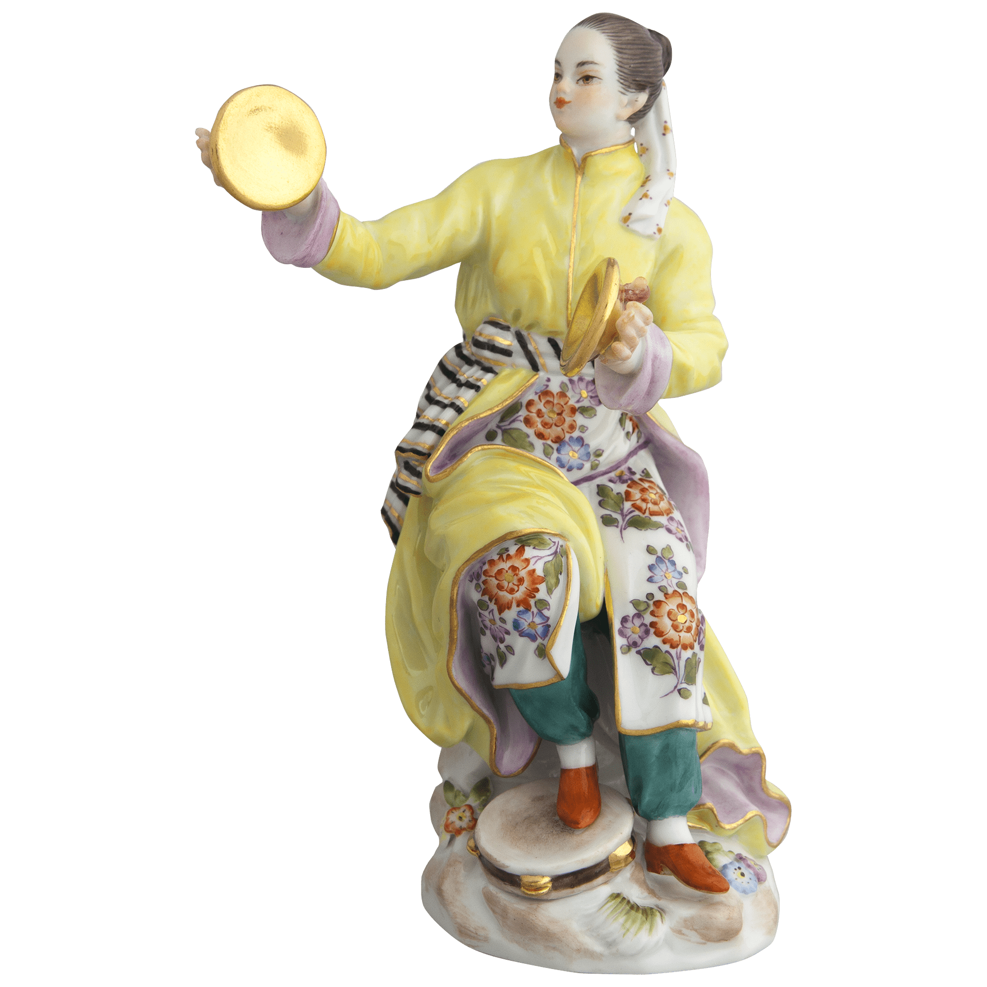 Einzelfigur Asiatin mit Becken, bunt und gold staffiert, H 13 cm | Meissen Figuren Individuell 900300 - 65665 - Meissen Weimar