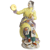 Einzelfigur Asiatin mit Becken, bunt und gold staffiert, H 13 cm | Meissen Figuren Individuell
