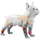 Einzelfigur Bulldogge, Rote Blüten, H 16,5 cm | Meissen Figuren Individuell