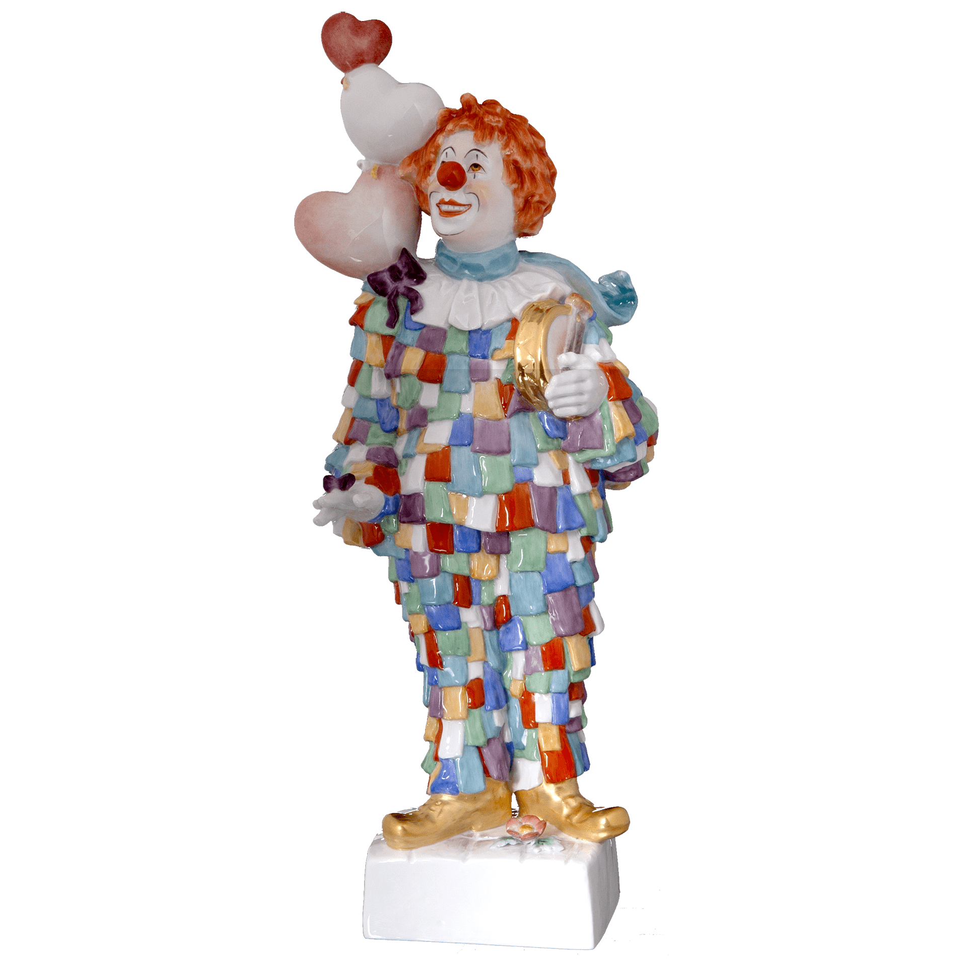 Einzelfigur Clown mit Herzen, bunt, H 28,5 cm | Meissen Figuren Individuell 900300 - 73619 - Meissen Weimar