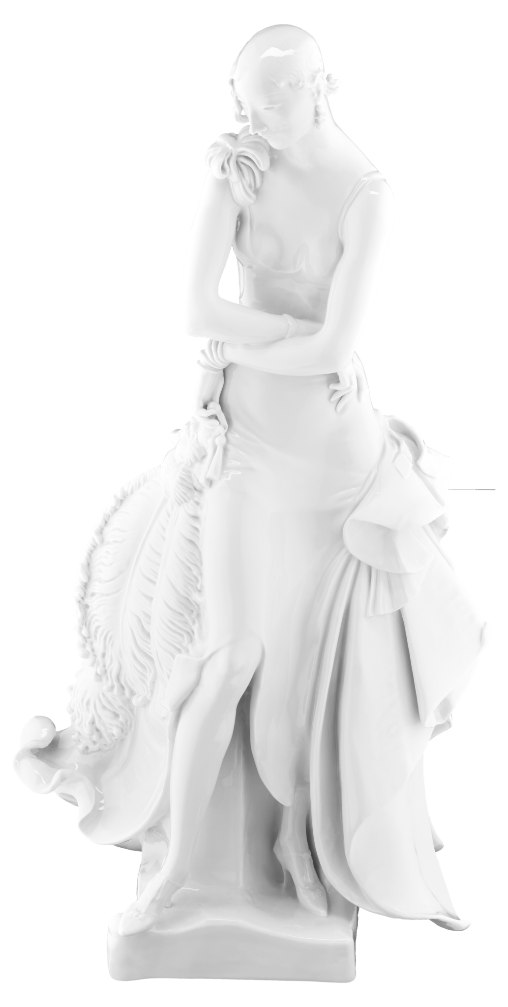 Einzelfigur Dame mit Fächer, Weiß, H 47 cm | Meissen Figuren Individuell 000001 - 73322 - Meissen Weimar