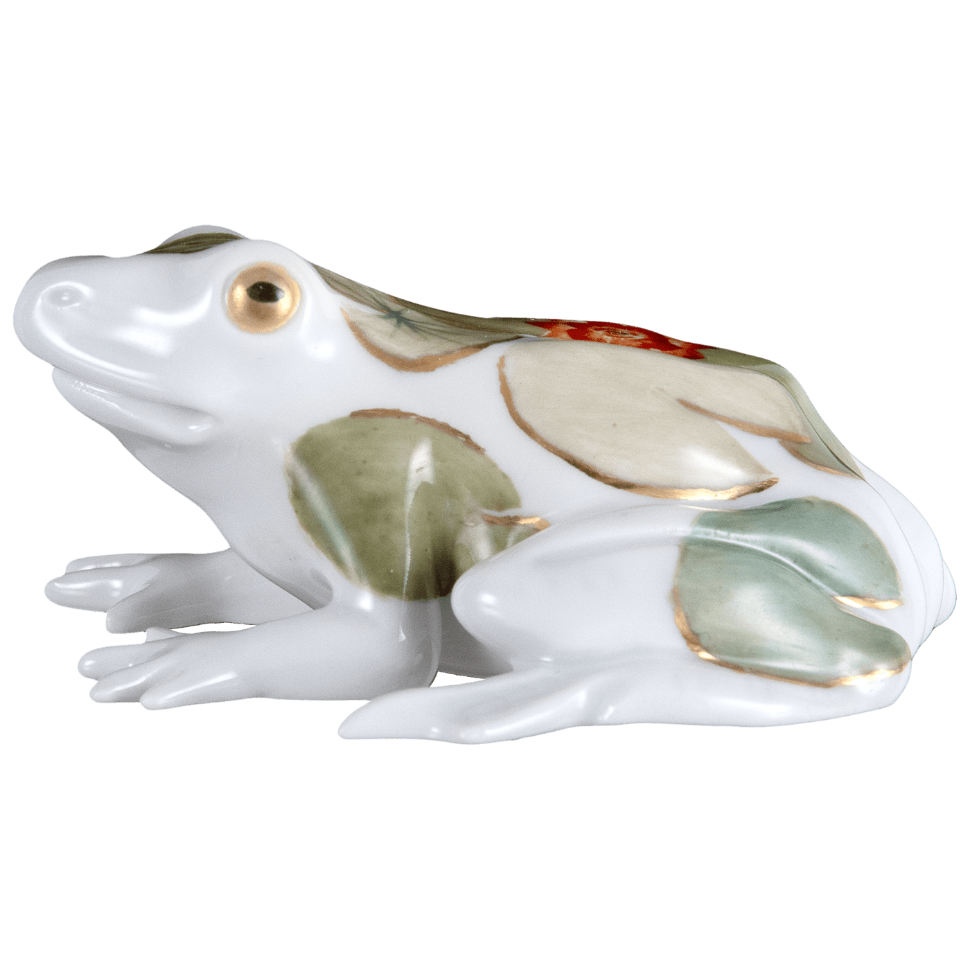 Einzelfigur Frosch, Seerosenblätter, H 3,5 cm | Meissen Figuren Individuell 90a415 - 78826 - Meissen Weimar
