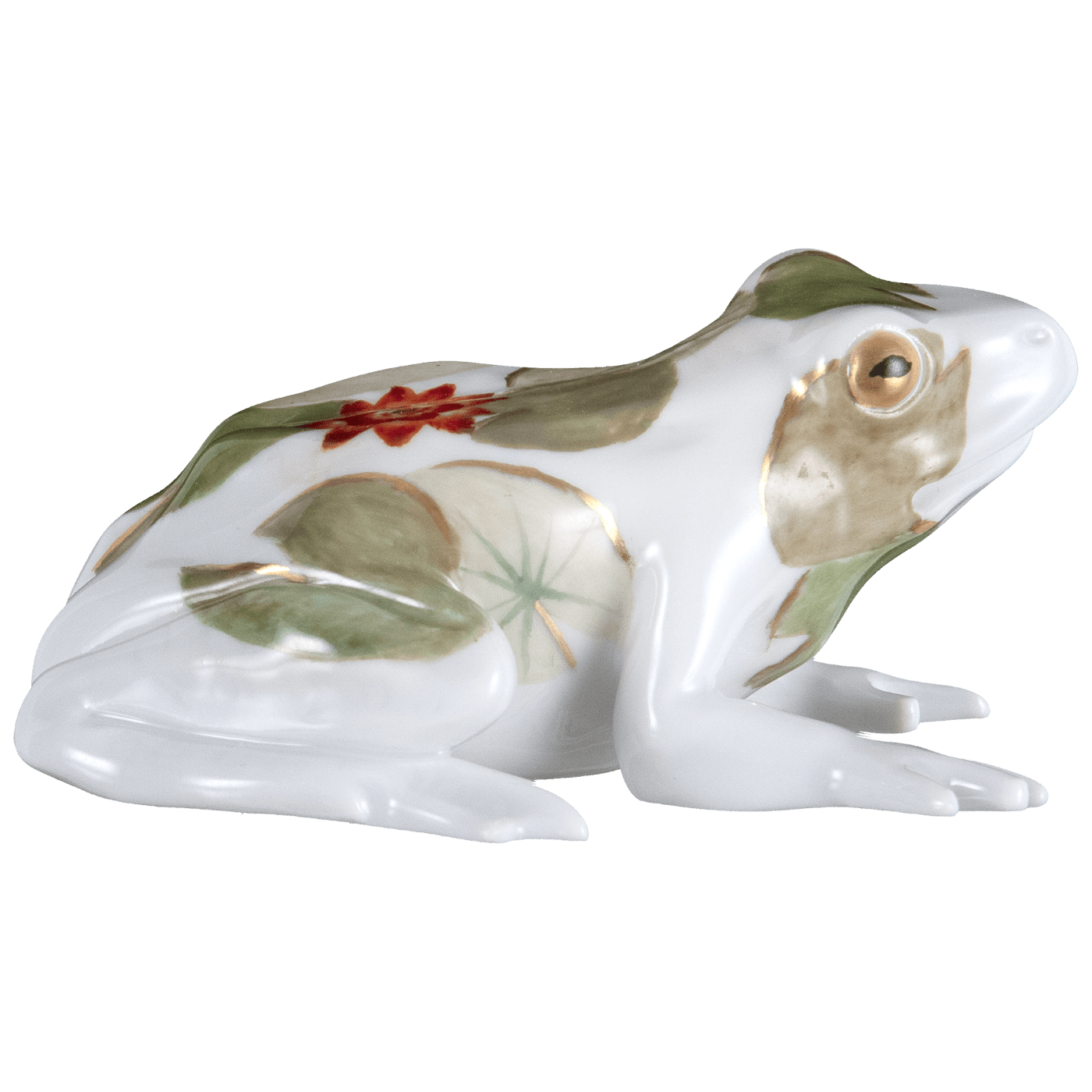 Einzelfigur Frosch, Seerosenblätter, H 3,5 cm | Meissen Figuren Individuell 90a415 - 78826 - Meissen Weimar