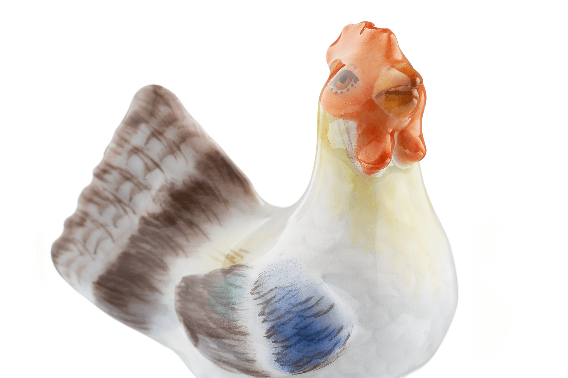 Einzelfigur Haushenne, Bunt staffiert, H 3.5 cm | Meissen Figuren Individuell 900100 - 77021 - Meissen Weimar