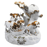 Einzelfigur Hundegruppe mit Kätzchen, Bunt staffiert, H 11 cm | Meissen Figuren Individuell