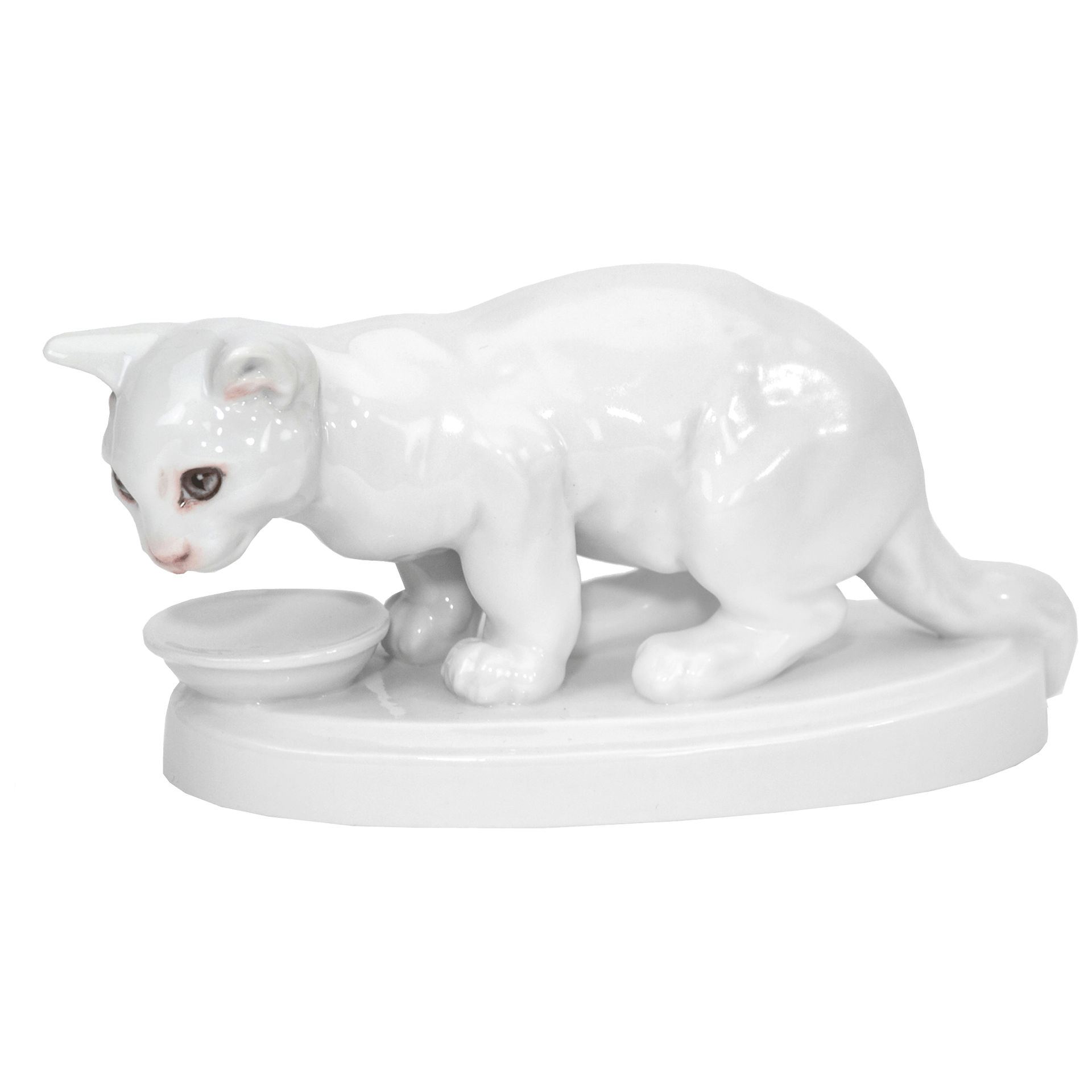 Einzelfigur Katze, Weiß, H 7,5 cm | Meissen Figuren Individuell 900600 - 78976 - Meissen Weimar