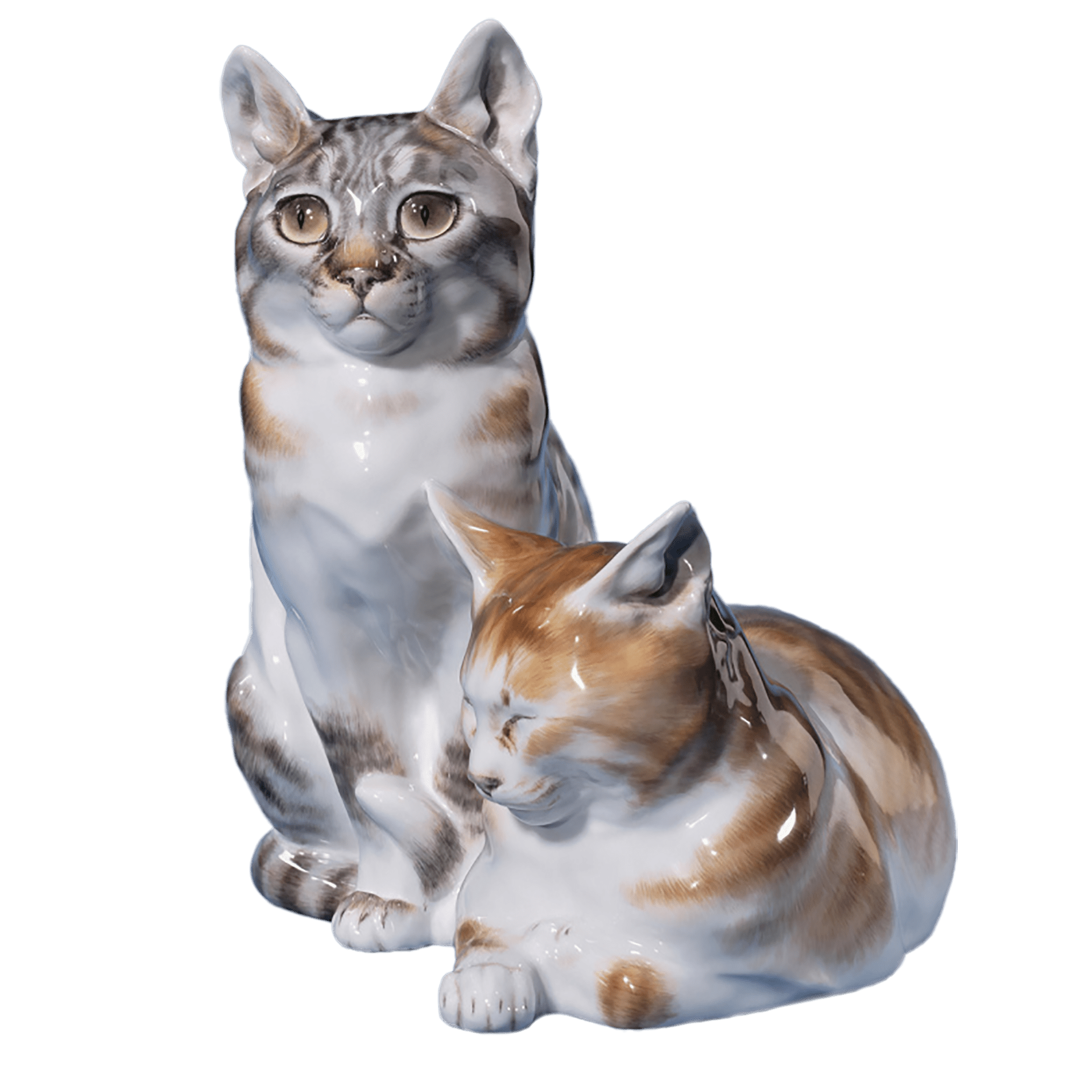 Einzelfigur Katzengruppe, Bunt staffiert, H 20 cm | Meissen Figuren Individuell 900100 - 78840 - Meissen Weimar