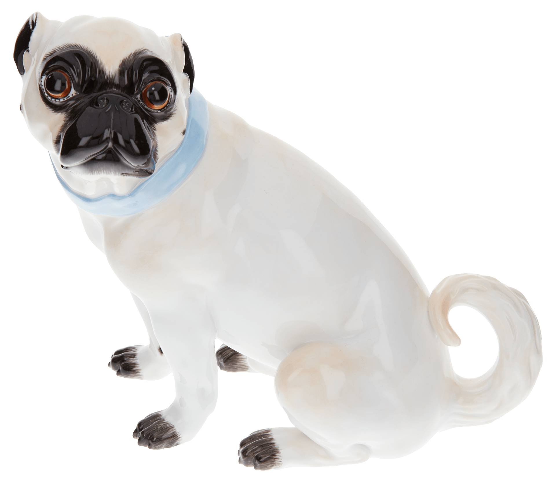 Einzelfigur Mops, bunt staffiert, H 18 cm | Meissen Figuren Individuell 900100 - 78522 - Meissen Weimar