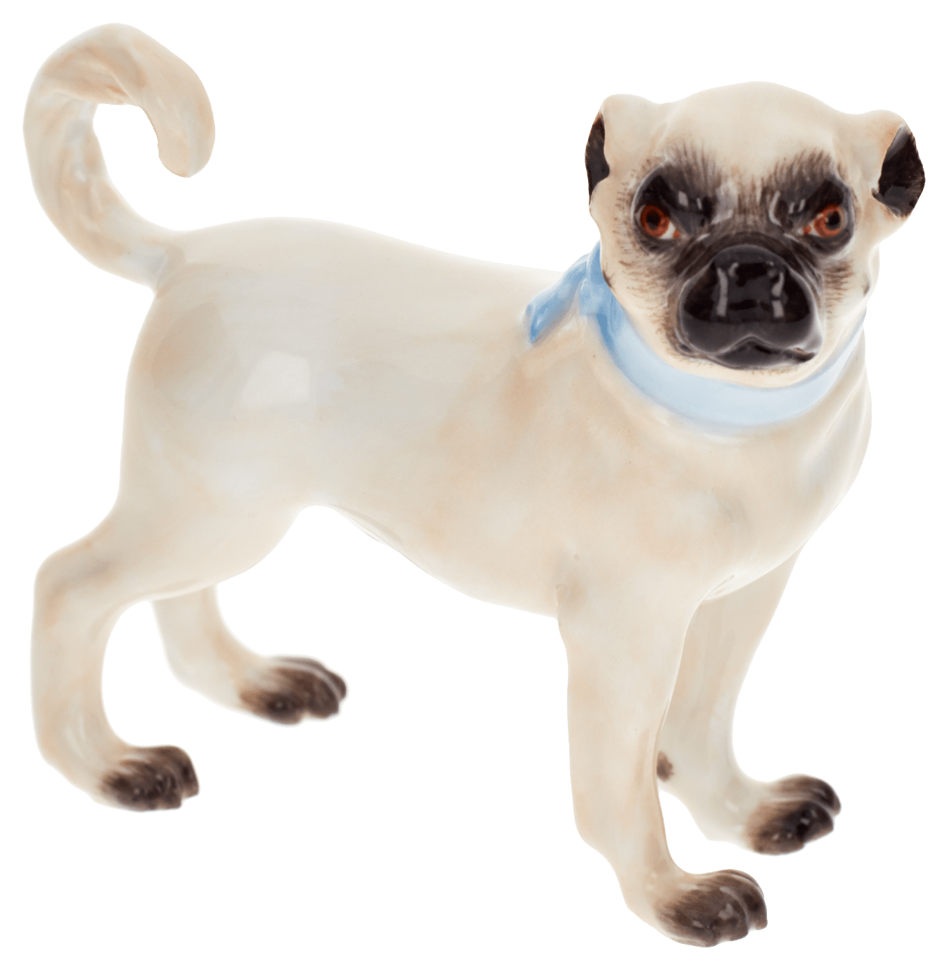 Einzelfigur Mops, bunt staffiert, H 6 cm | Meissen Figuren Individuell 900100 - 78505 - Meissen Weimar