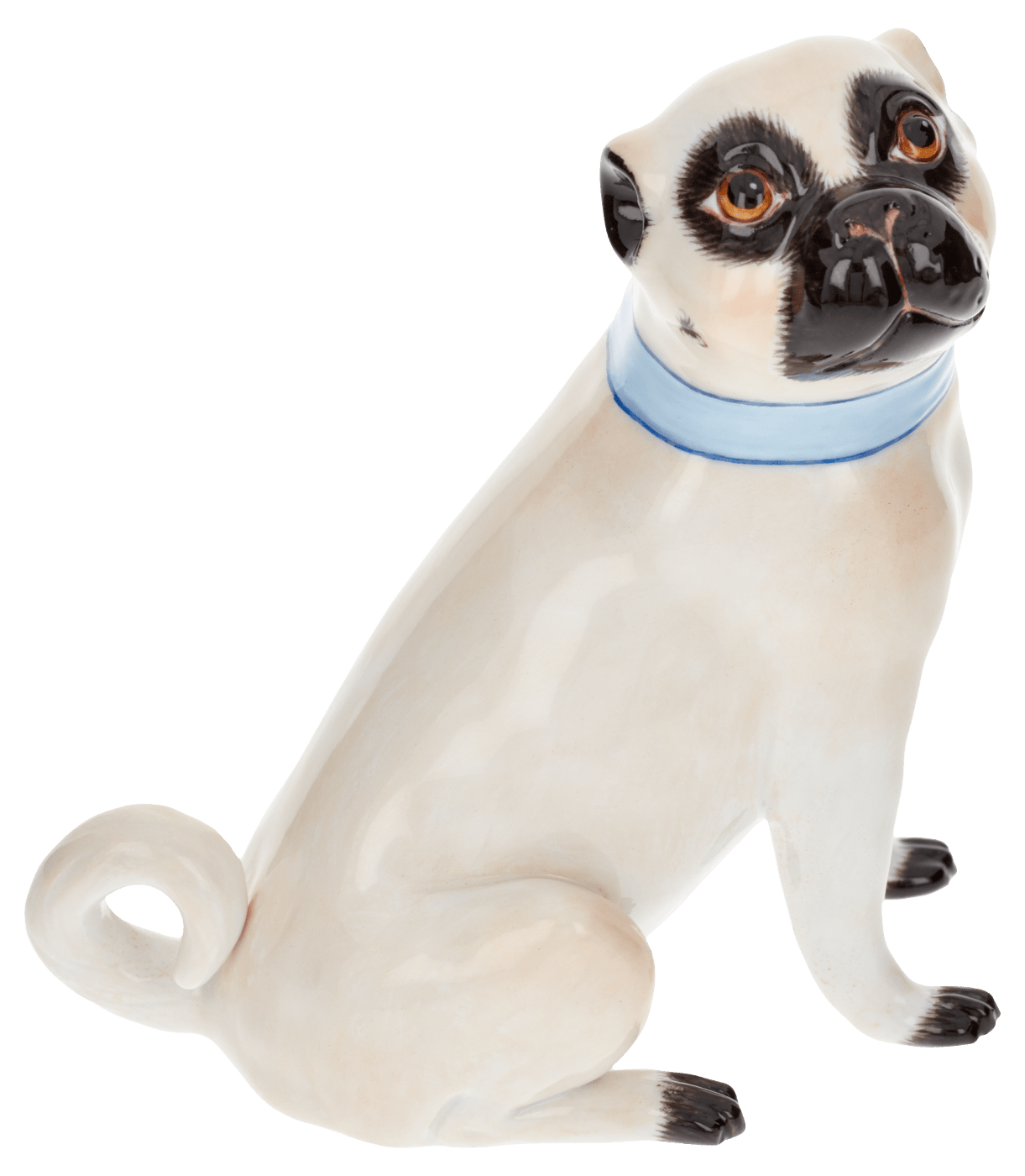 Einzelfigur Mops, bunt und gold staffiert, H 10 cm | Meissen Figuren Individuell 900300 - 78518 - Meissen Weimar