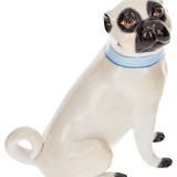 Einzelfigur Mops, bunt und gold staffiert, H 10 cm | Meissen Figuren Individuell