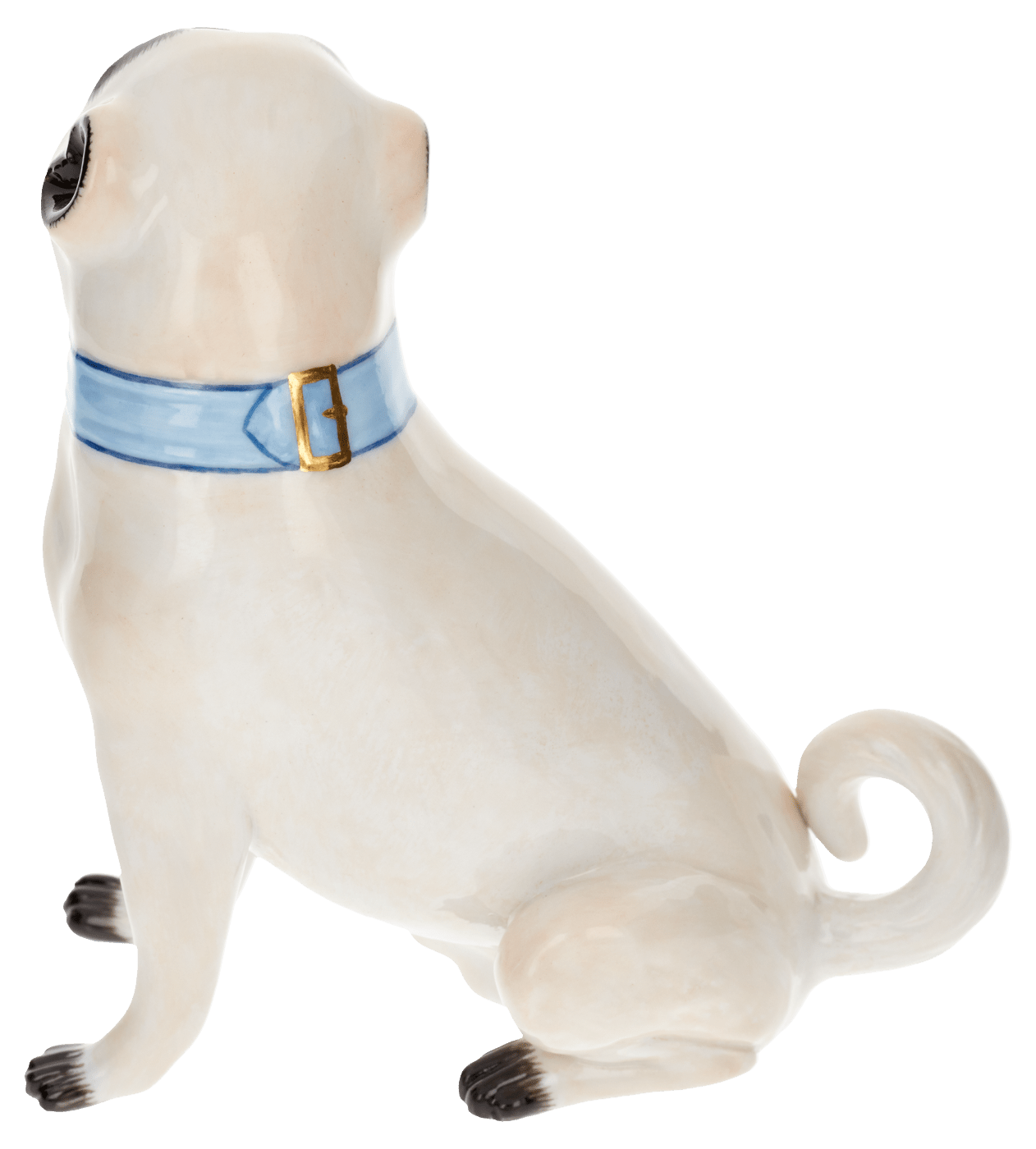 Einzelfigur Mops, bunt und gold staffiert, H 10 cm | Meissen Figuren Individuell 900300 - 78518 - Meissen Weimar