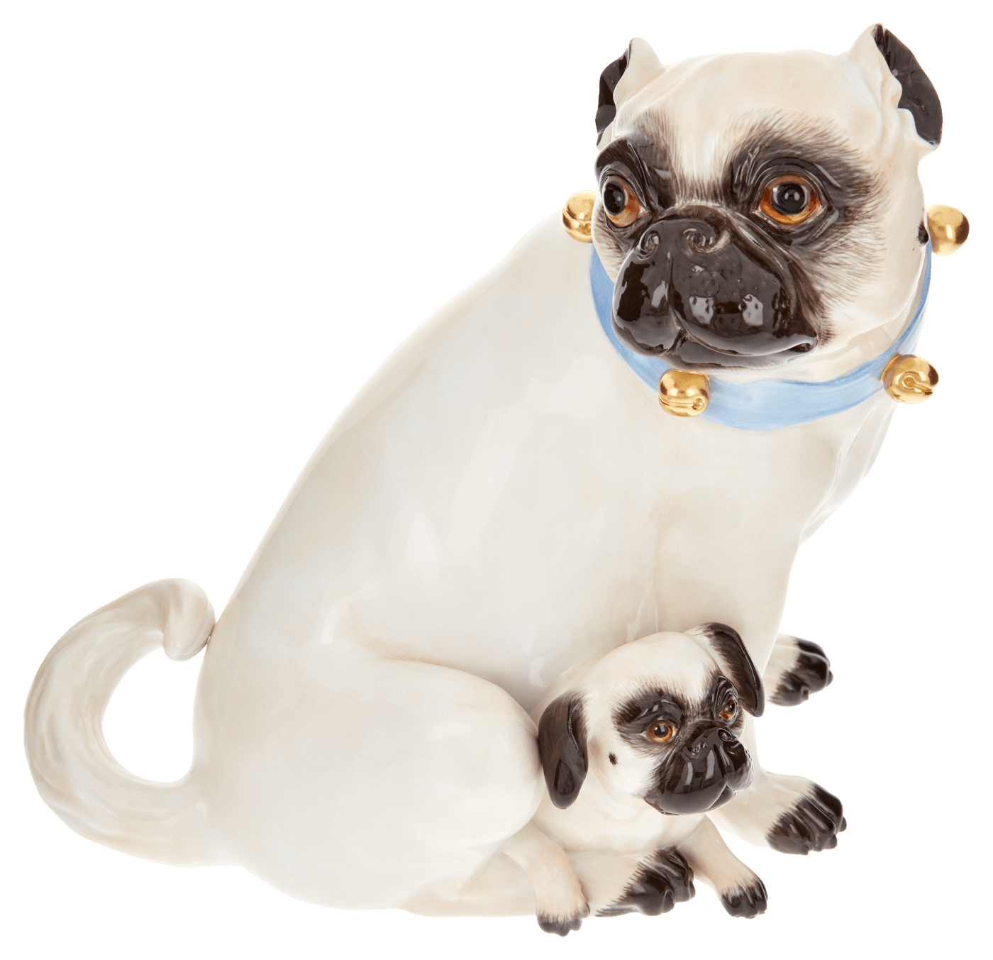 Einzelfigur Mops mit Schellen, H 18 cm | Meissen Figuren Individuell 900300 - 78525 - Meissen Weimar