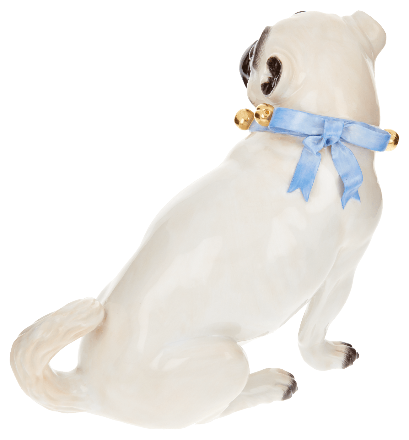 Einzelfigur Mops mit Schellen, H 18 cm | Meissen Figuren Individuell 900300 - 78523 - Meissen Weimar