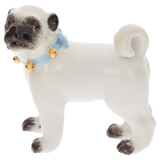 Einzelfigur Mops mit Schellen, H 3,5 cm | Meissen Figuren-Edition Tierkinder