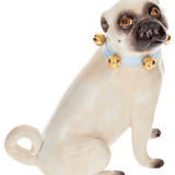 Einzelfigur Mops mit Schellen, Handbemalt, H 10 cm | Meissen Figuren Individuell