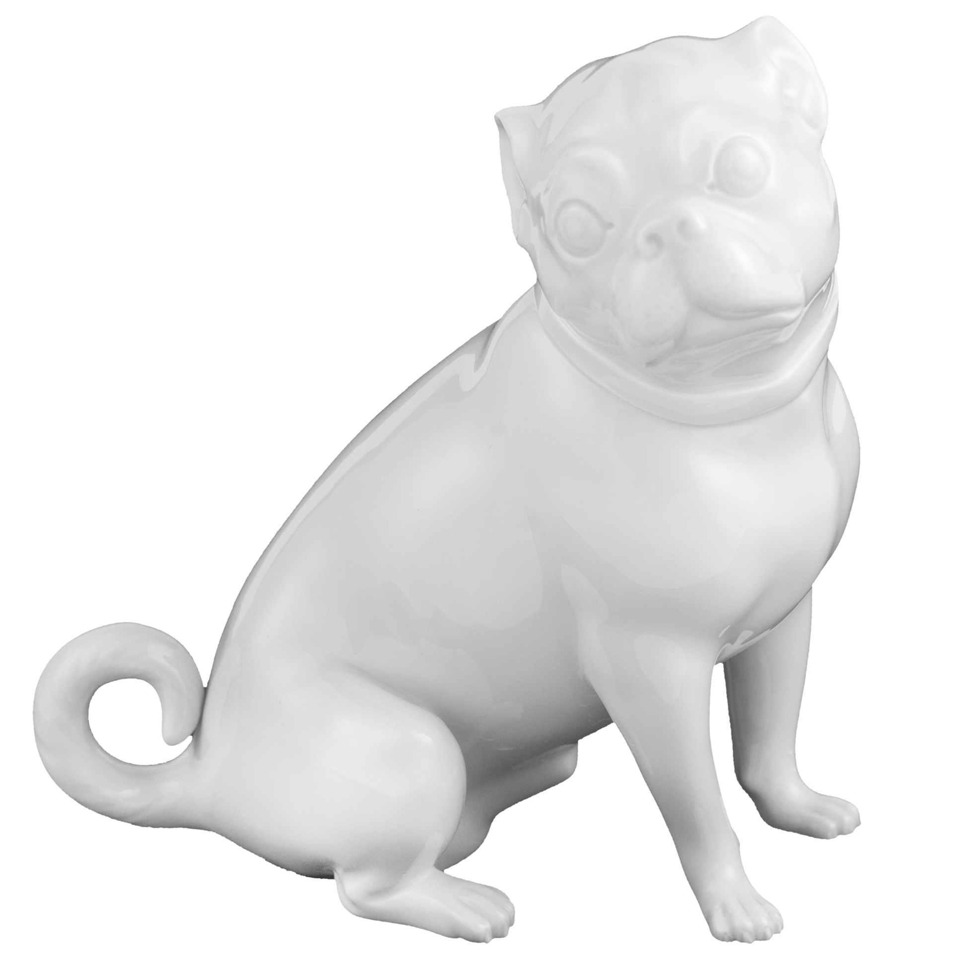 Einzelfigur Mops, Weiß, H 14 cm | Meissen Figuren Individuell 000001 - 78746 - Meissen Weimar