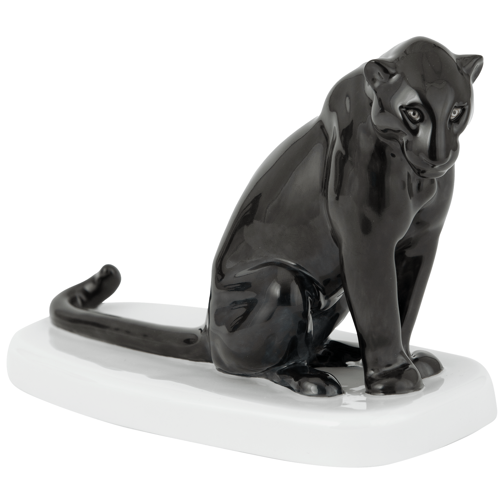 Einzelfigur Panther schwarz staffiert, H 14 cm | Meissen Figuren Individuell 901201-78723 - Meissen Weimar