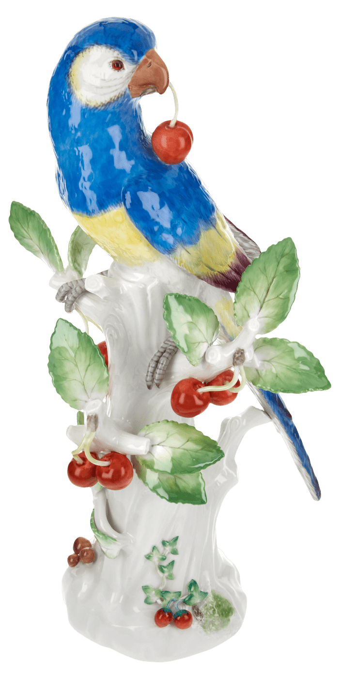 Einzelfigur Papagei mit Kirschen, H 32 cm | Meissen Figuren Individuell 90c100 - 77026 - Meissen Weimar