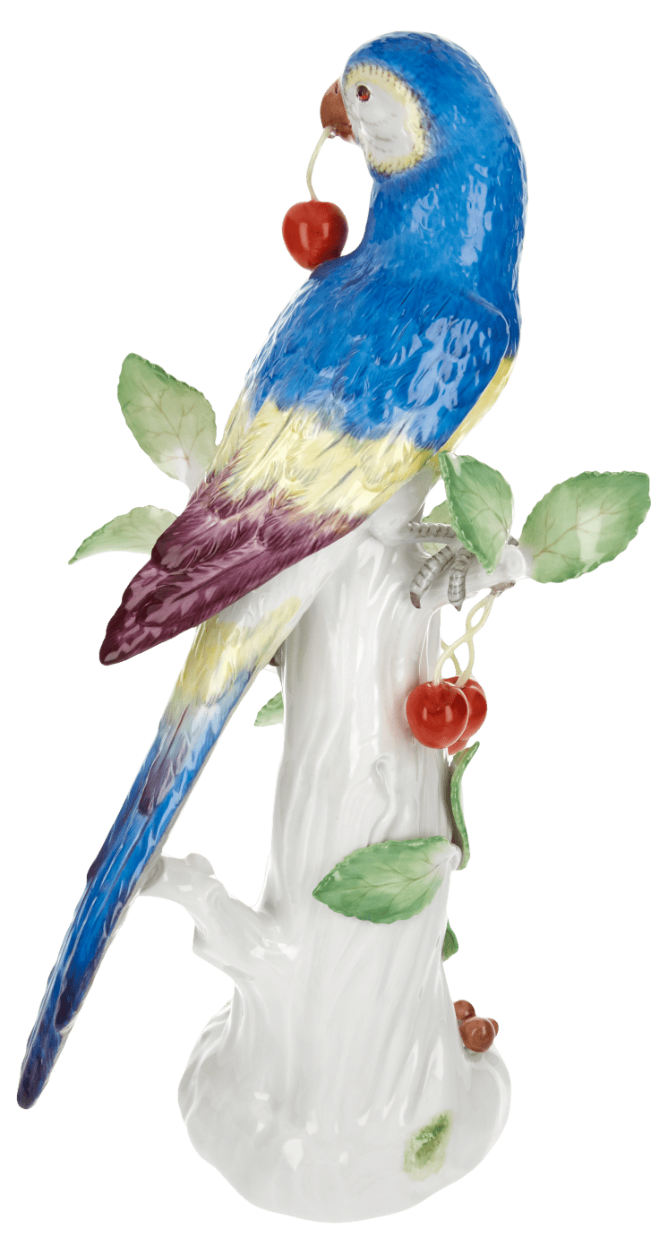 Einzelfigur Papagei mit Kirschen, H 32 cm | Meissen Figuren Individuell 90c100 - 77026 - Meissen Weimar