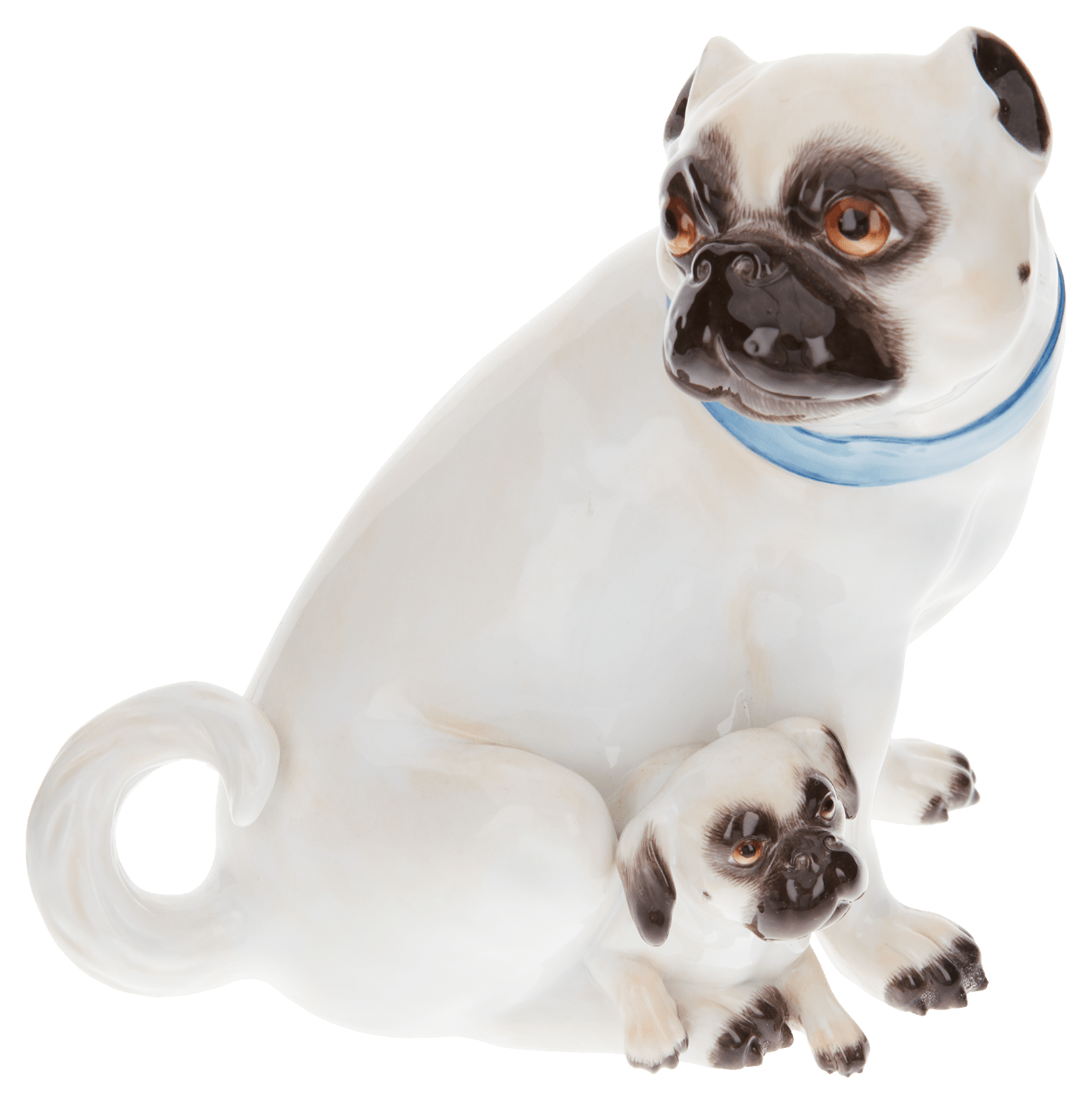 Einzelfigur Pug, bunt staffiert, H 18 cm | Meissen Figuren Individuell 900100 - 78524 - Meissen Weimar