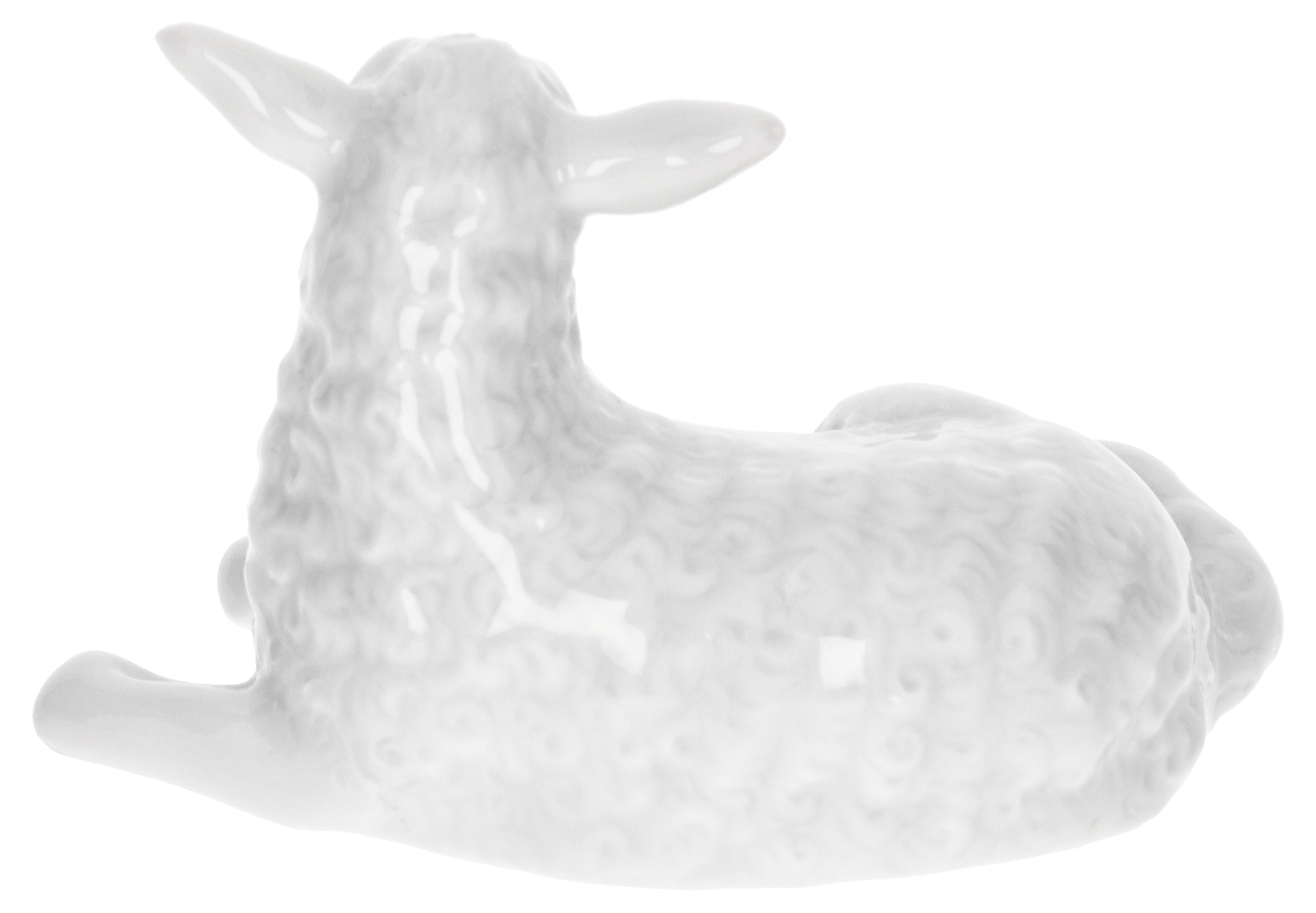 Einzelfigur Schaf liegend, Weiß, H 3,5 cm | Meissen Kollektion Markenzeichen 000001 - 78926 - Meissen Weimar