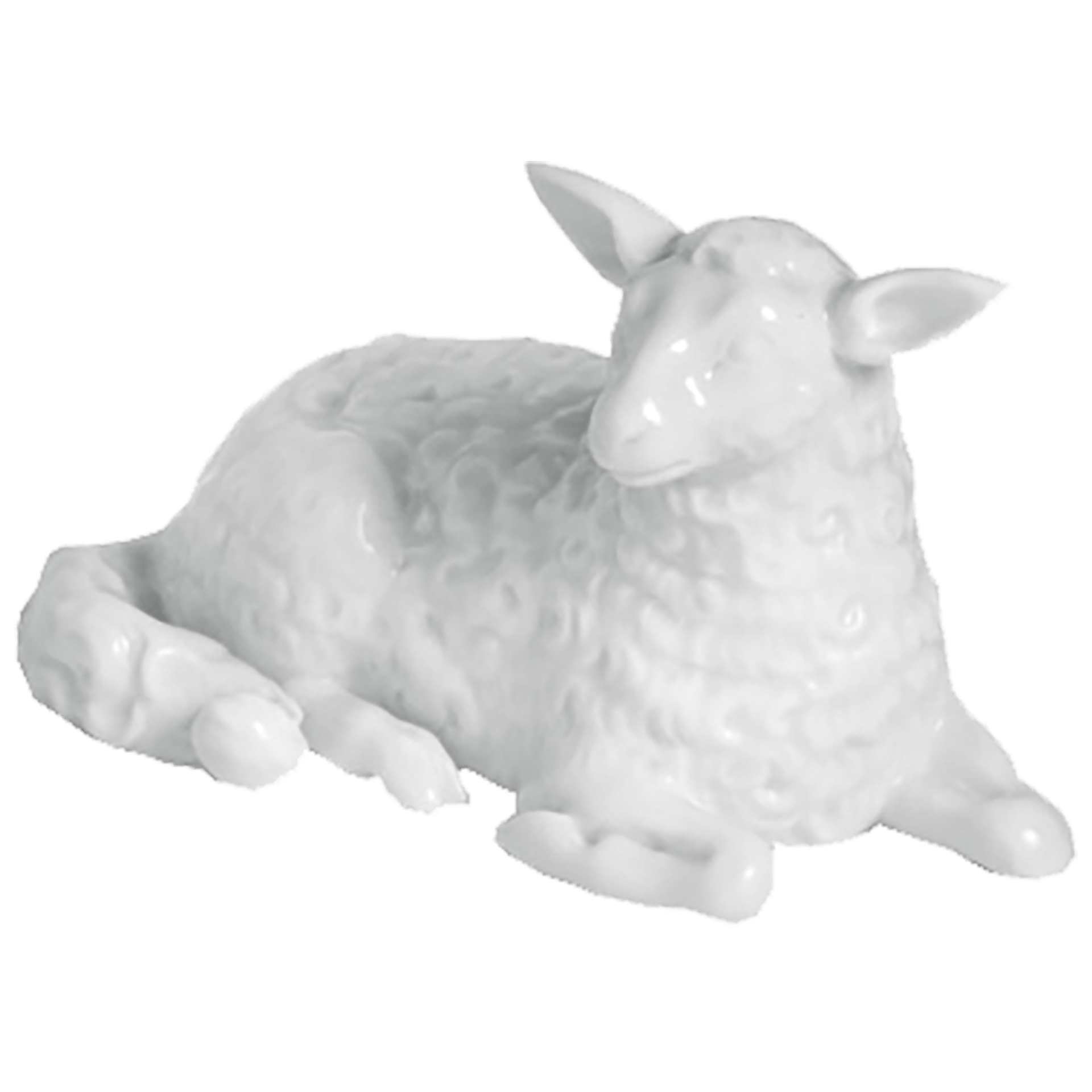 Einzelfigur Schaf liegend, Weiß, H 3,5 cm | Meissen Kollektion Markenzeichen 000001 - 78926 - Meissen Weimar