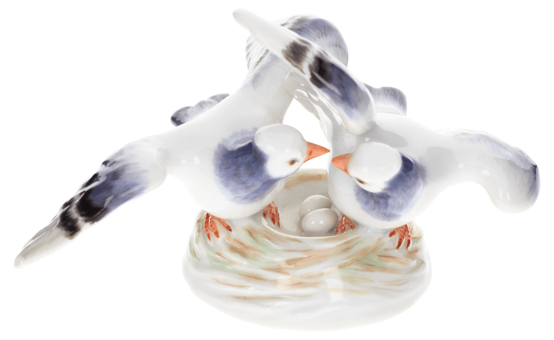 Einzelfiguren Taubenpaar, bunt staffiert, H 5,5 cm | Meissen Figuren Individuell 900100 - 77380 - Meissen Weimar