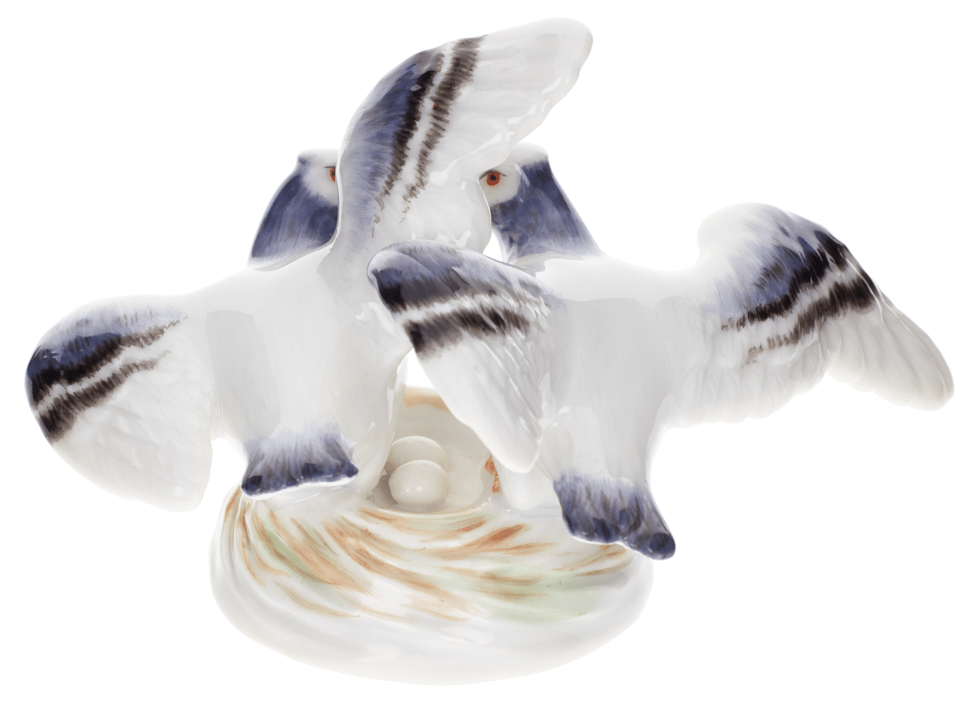 Einzelfiguren Taubenpaar, bunt staffiert, H 5,5 cm | Meissen Figuren Individuell 900100 - 77380 - Meissen Weimar