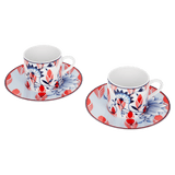 Espresso-Set  für zwei, 4-tlg, Meissen Collage "Bloomy Feathers" Blüten und Gefieder | Meissen No.41 Collage