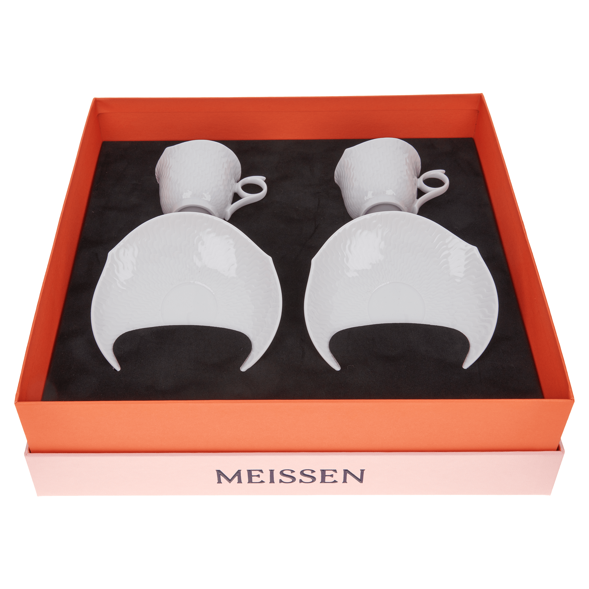 Espresso - Set für Zwei, 4 - tlg, weiß, | Meissen Wellenspiel Relief 000001 - C2913 - Meissen Weimar